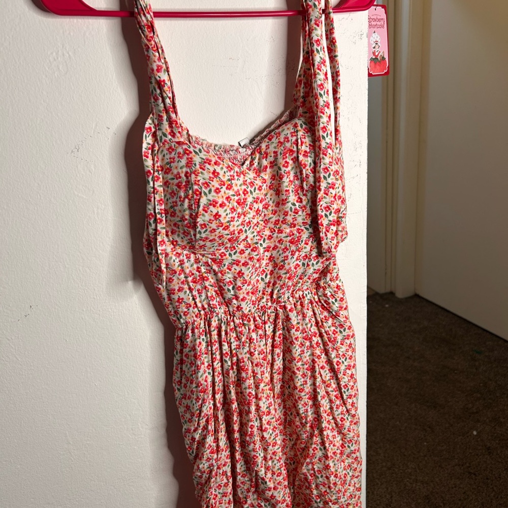 AUW Red and Green Floral Dress